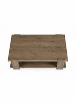 Table de salon rectangulaire TOCO Meubles en bois brun clair avec étagère inférieure, vue de dessus