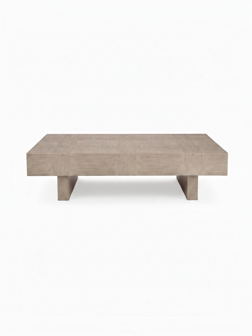 Table de salon rectangulaire TOCO Meubles en bois clair avec finition texturée et pieds robustes