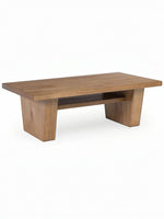 Table de salon Tila TOCO Meubles rectangulaire en bois clair avec étagère de rangement intégrée