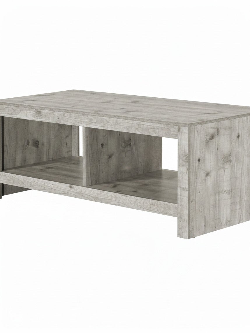 Table de salon Maria TOCO Meubles en bois gris avec étagère de rangement ouverte et design contemporain
