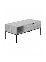 Table de salon Katia TOCO Meubles en bois gris avec tiroir et pieds en métal noir