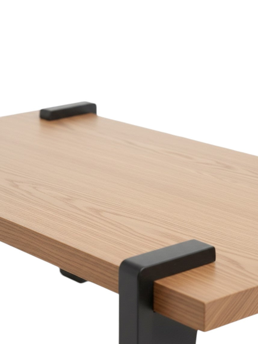 Table de salon Zenko TOCO Meubles rectangulaire en bois clair avec pieds en métal noir