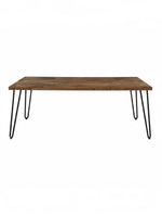 Table de salon rectangulaire TOCO Meubles Kellson avec plateau effet bois et pieds en épingle en métal noir