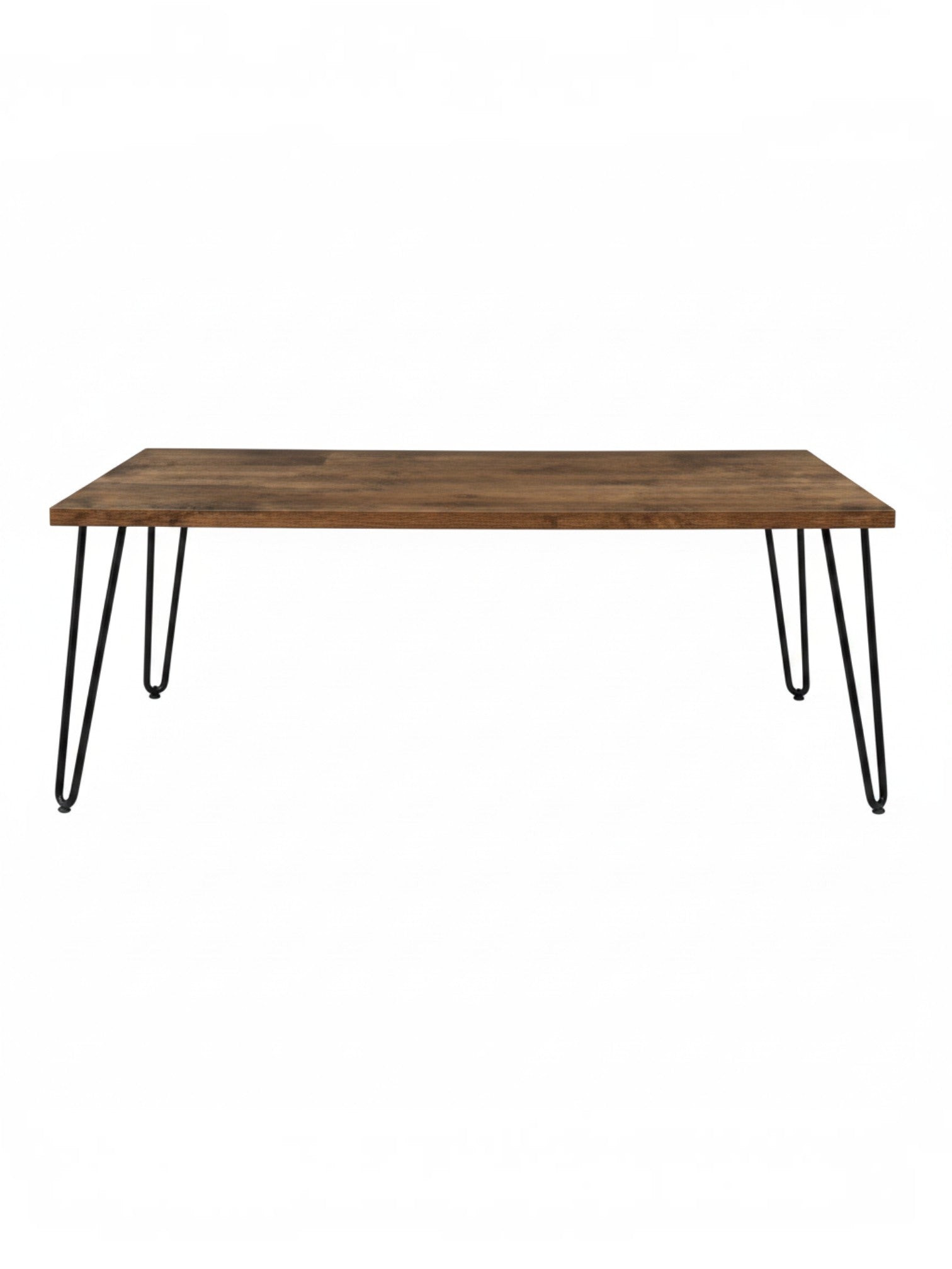Table de salon rectangulaire TOCO Meubles Kellson avec plateau effet bois et pieds en épingle en métal noir