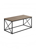 Table de salon Linda TOCO Meubles avec plateau effet bois gris et structure rectangulaire en métal noir
