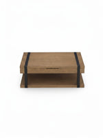 Table de salon Jorani TOCO Meubles en bois brun avec détails en métal noir et étagère de rangement inférieure