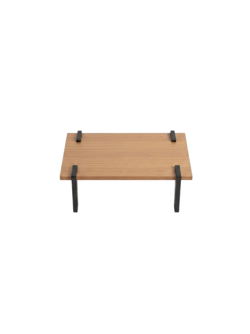 Table de salon rectangulaire Zenko par TOCO Meubles avec plateau en bois naturel et pieds en métal noir