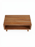 Table de salon Sonni par TOCO Meubles en bois massif avec étagère de rangement ouverte vue de dessus