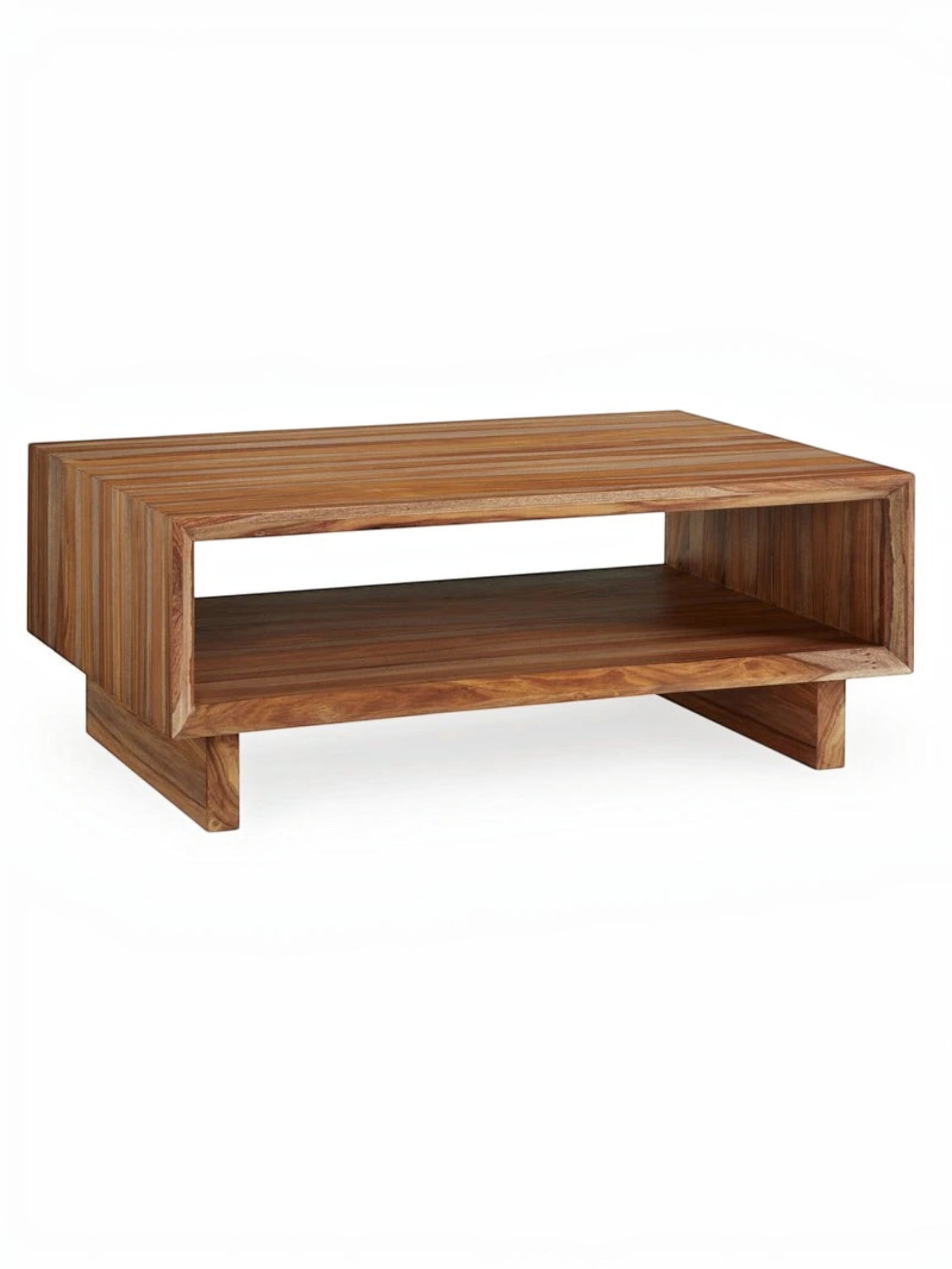 Table de salon Sonni par TOCO Meubles en bois massif avec étagère de rangement intégrée et design moderne