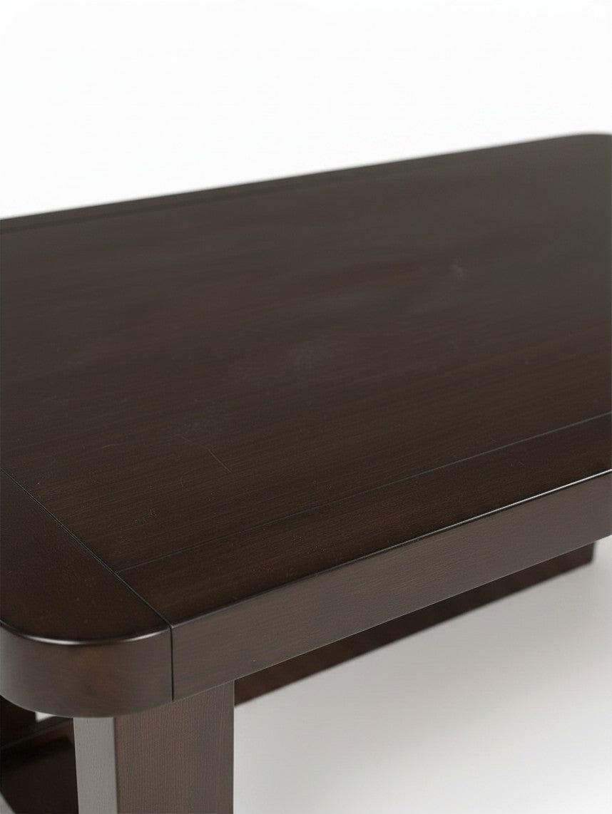 Table de salon rectangulaire TOCO Meubles Becki en bois brun foncé avec coins arrondis