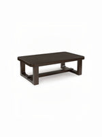 Table de salon rectangulaire TOCO Meubles Becki en bois massif brun foncé au design moderne et épuré