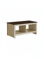 Table de salon Irma TOCO Meubles bicolore avec plateau brun foncé et structure effet bois clair à deux compartiments