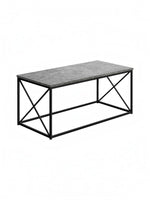 Table de salon Linda TOCO Meubles avec plateau gris effet pierre et structure rectangulaire en métal noir