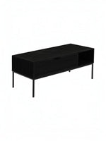 Table de salon Katia TOCO Meubles noire rectangulaire avec tiroir de rangement et pieds en métal fin