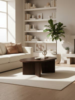 Table de salon Cecilia ovale en bois brun foncé avec base cannelée dans un salon moderne TOCO Meubles
