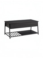 Table de salon Rania TOCO Meubles noire avec plateau relevable et étagère de rangement inférieure en métal