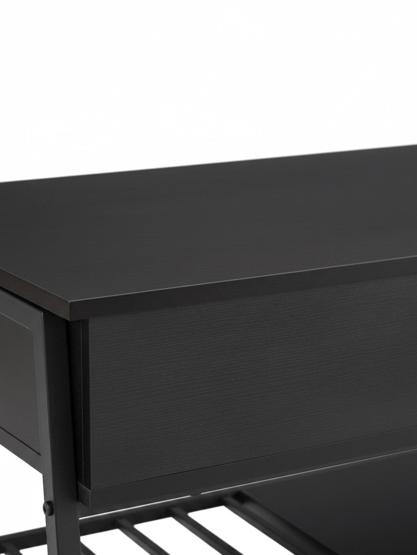 Table de salon Rania TOCO Meubles noire avec plateau rectangulaire et structure en métal robuste