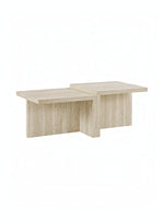 Table de salon Emy par TOCO Meubles en travertin beige avec un design moderne à deux niveaux