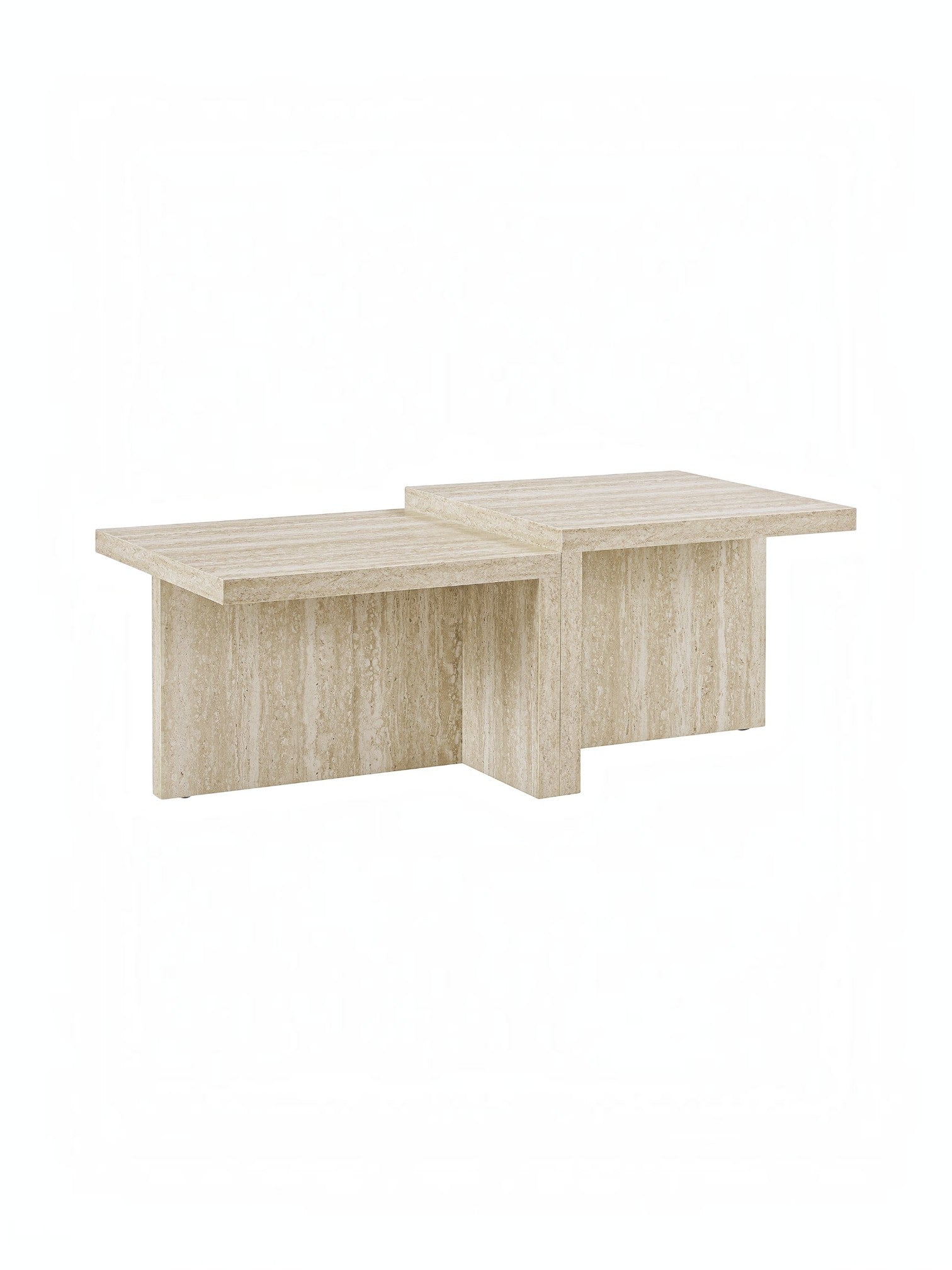 Table de salon Emy par TOCO Meubles en travertin beige avec un design moderne à deux niveaux