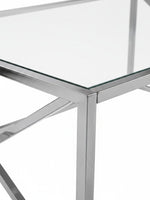 Table de salon Minata TOCO Meubles avec plateau en verre trempé et structure métallique chromée moderne