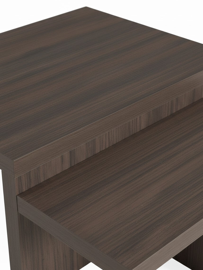 Ensemble de deux tables gigognes Zendex TOCO Meubles en bois brun avec un fini grain de bois moderne