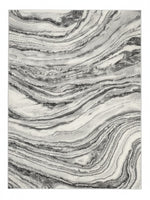 Tapis Wysdale TOCO Meubles à motif agate gris et blanc avec effet texturé haut-bas pour salon contemporain
