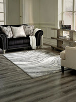 Tapis Wysdale TOCO Meubles au motif agate gris et blanc, design tissé à effet haut-bas pour salon contemporain.