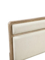 Tête de lit TOCO Meubles Bonnie en bois de chêne naturel et tissu chenille beige doux au design rustique élégant