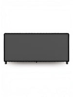 Tête de lit TOCO Meubles Chloe en tissu gris texturé avec bordure décorative noire sur fond blanc