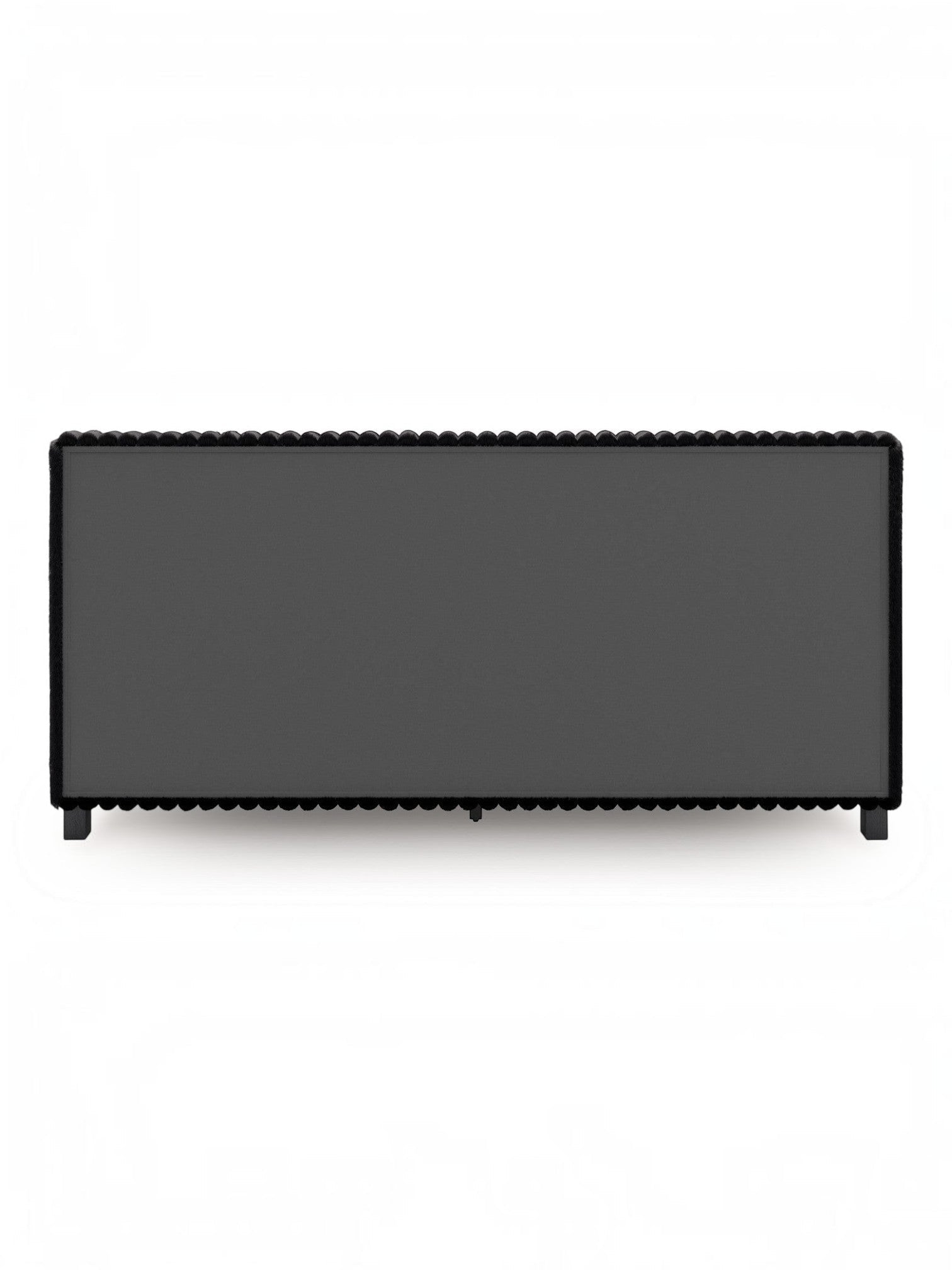 Tête de lit TOCO Meubles Chloe en tissu gris texturé avec bordure décorative noire sur fond blanc