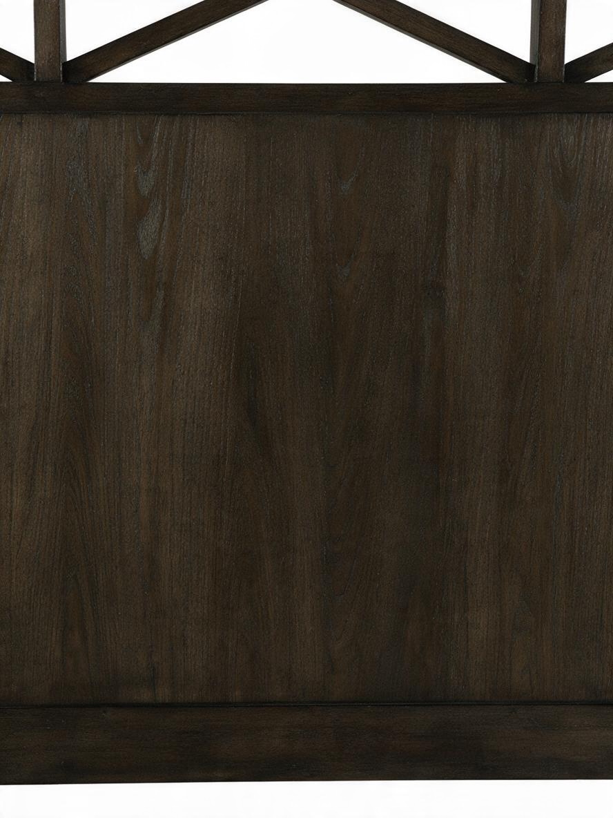 Tête de lit TOCO Meubles Gaston en placage de frêne brun foncé avec motif décoratif en X contemporain