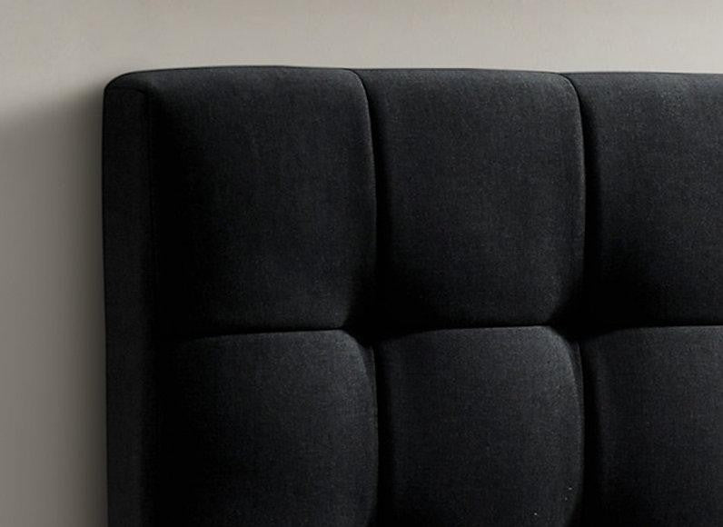 Tête de lit capitonnée noire TOCO Meubles, tissu doux, design moderne, 6 panneaux carrés