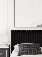 Tête de lit TOCO Meubles Chloe noire en tissu texturé côtelé avec design contemporain et élégant