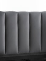 Tête de lit TOCO Meubles Juliette en velours gris avec capitonnage vertical contemporain