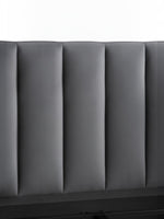 Tête de lit TOCO Meubles Juliette en velours gris avec capitonnage vertical contemporain