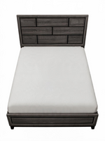 Très grand lit Elio de TOCO Meubles avec tête de lit en bois gris au fini grain de bois et design contemporain