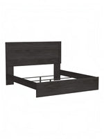 Très grand lit Estelle TOCO Meubles en bois grainé anthracite avec tête de lit à moulure contemporaine