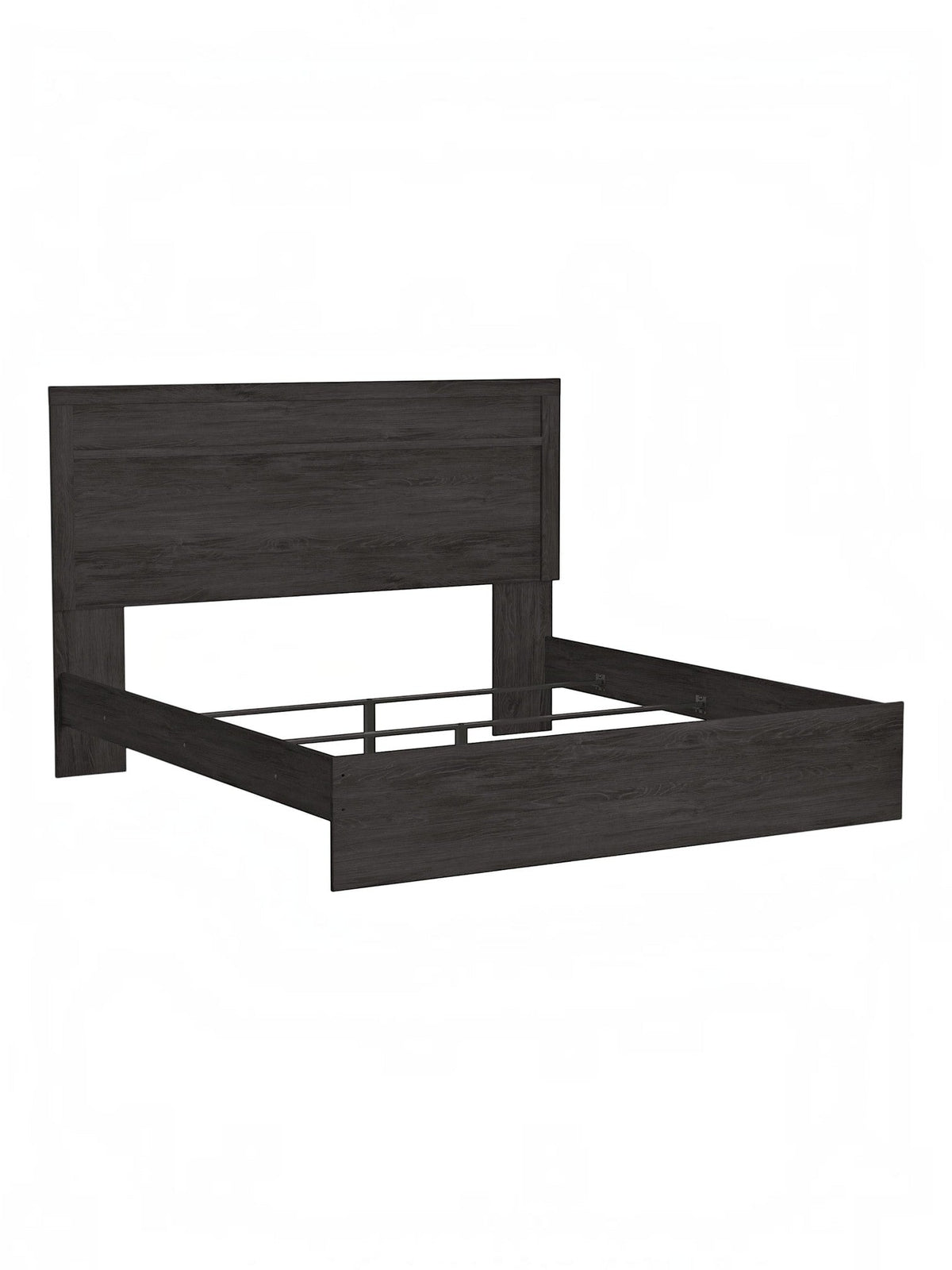 Très grand lit Estelle TOCO Meubles en bois grainé anthracite avec tête de lit à moulure contemporaine