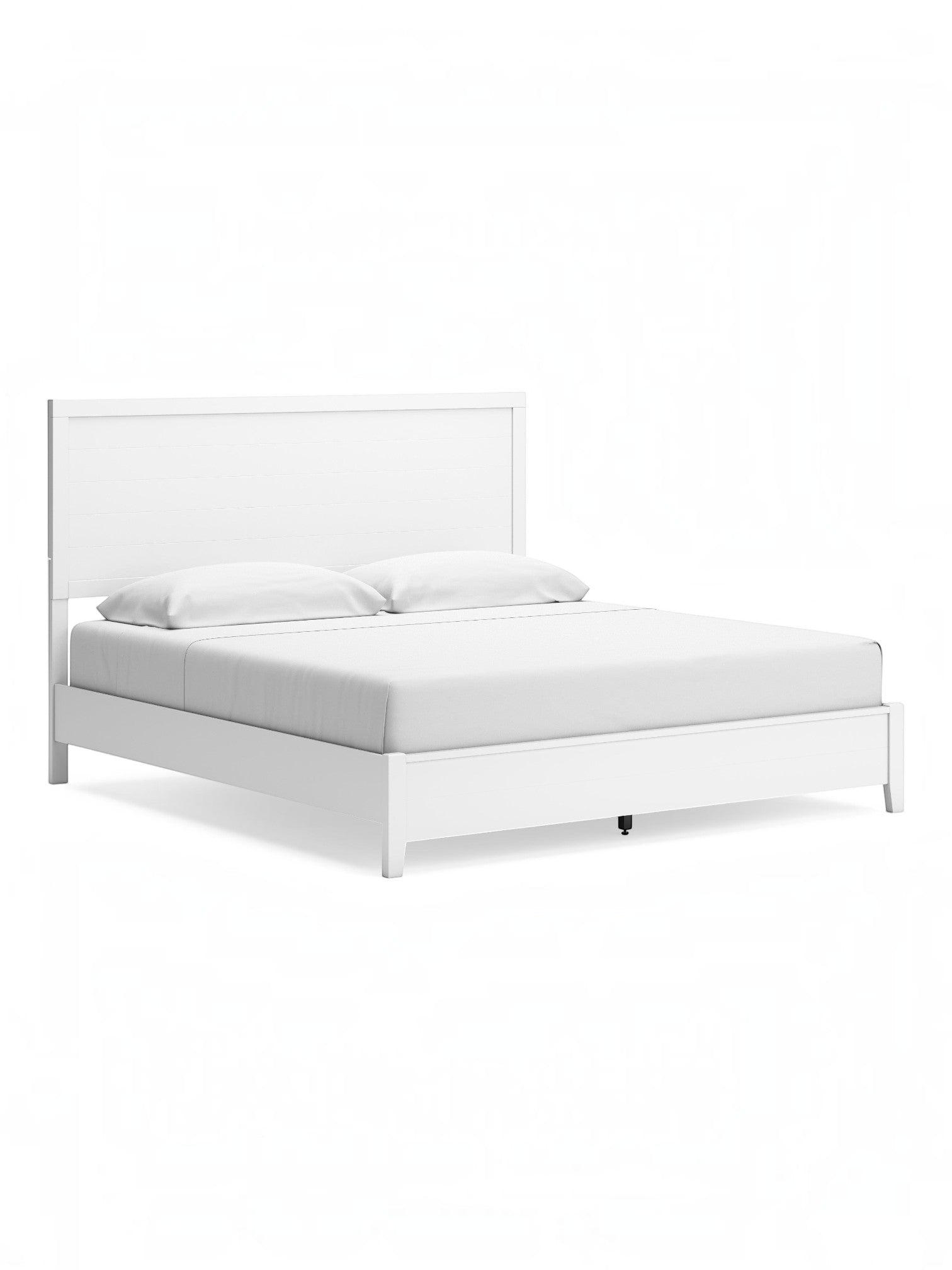 Très grand lit Gisele de TOCO Meubles en bois blanc avec tête de lit à détails de style planches contemporain
