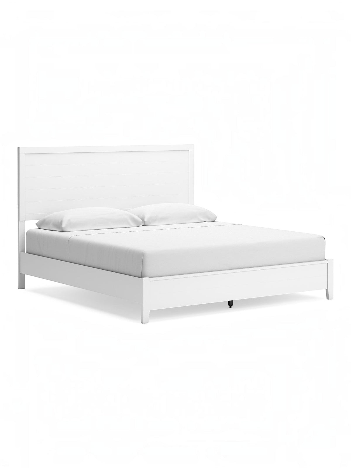 Très grand lit Gisele de TOCO Meubles en bois blanc avec tête de lit à détails de style planches contemporain