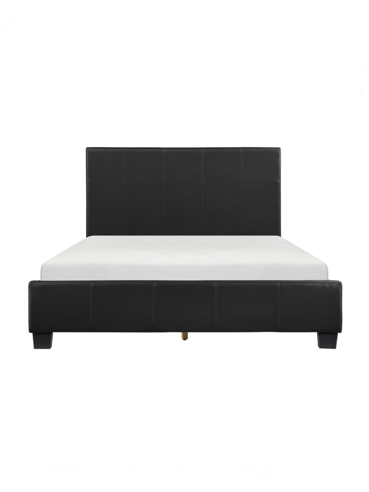 Très grand lit plateforme TOCO Meubles Léon en similicuir noir au design contemporain épuré