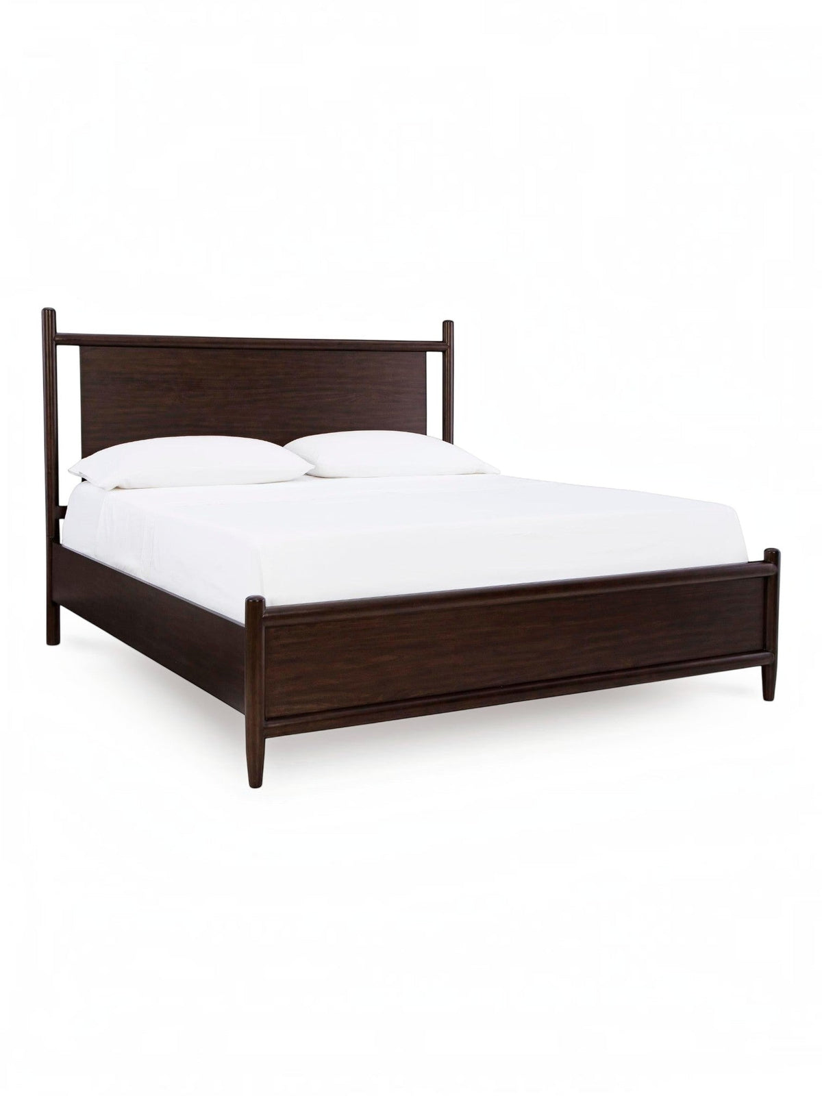Très grand lit Rosie TOCO Meubles en bois fini merlot au design contemporain et aux contours arrondis
