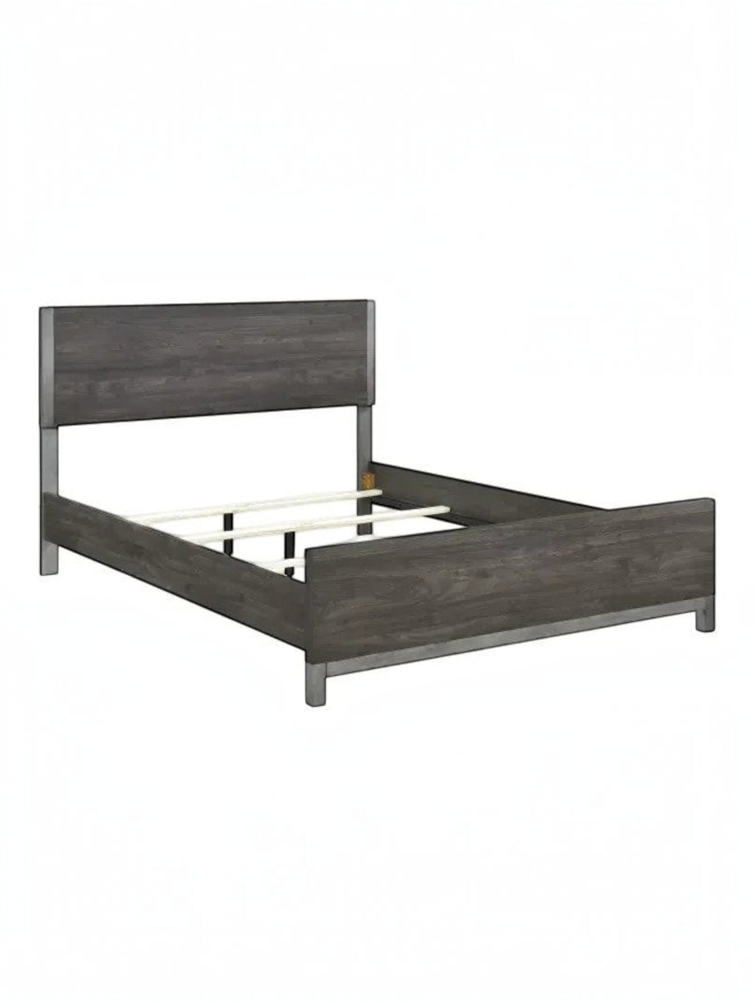 Très grand lit Stella TOCO Meubles en mélamine grise imitation bois avec détails en métal peint moderne