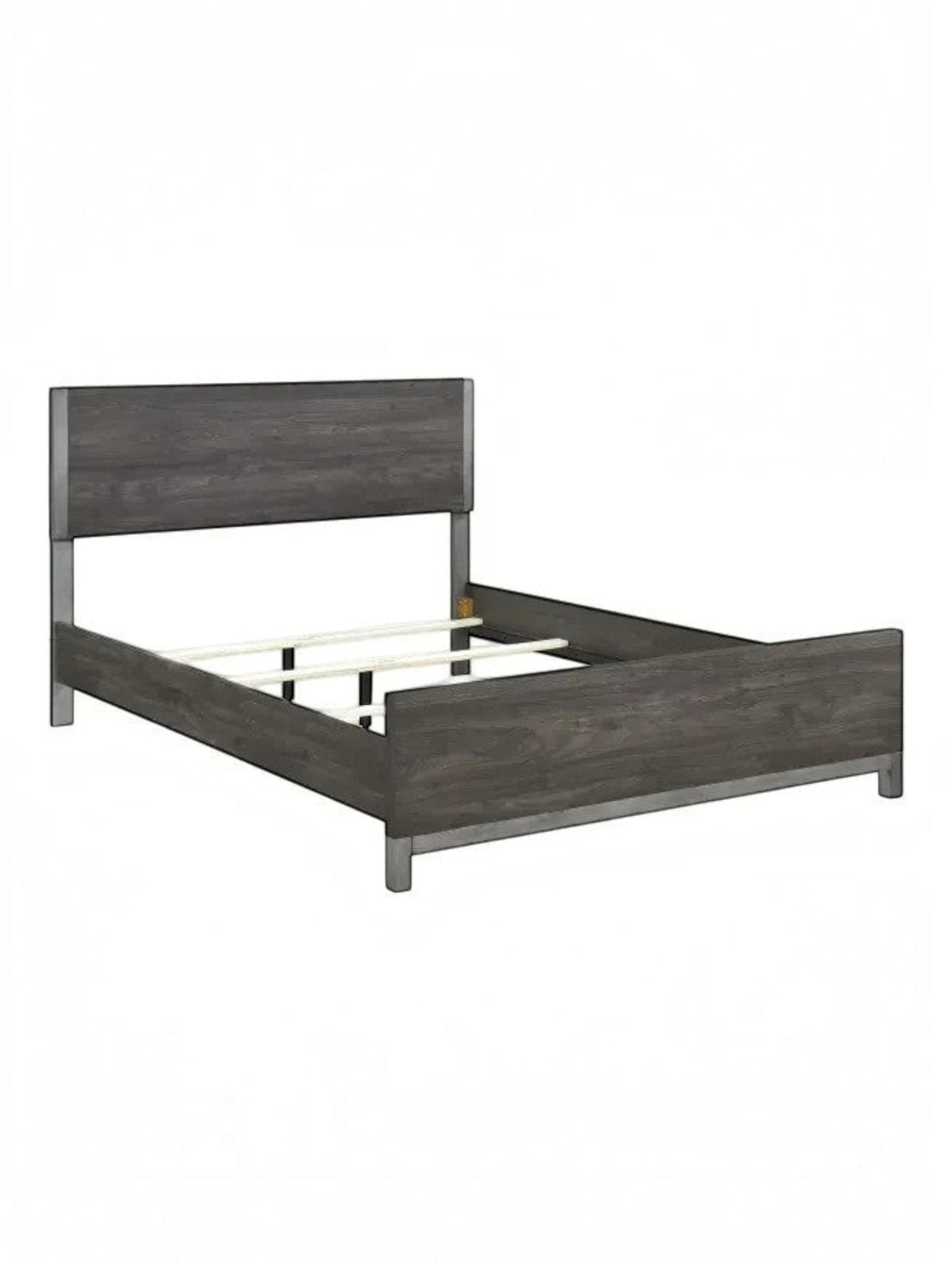 Très grand lit Stella TOCO Meubles en mélamine grise imitation bois avec détails en métal peint moderne