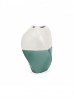 Vase en céramique bicolore blanc et vert mat TOCO Meubles au design organique et moderne pour décoration intérieure