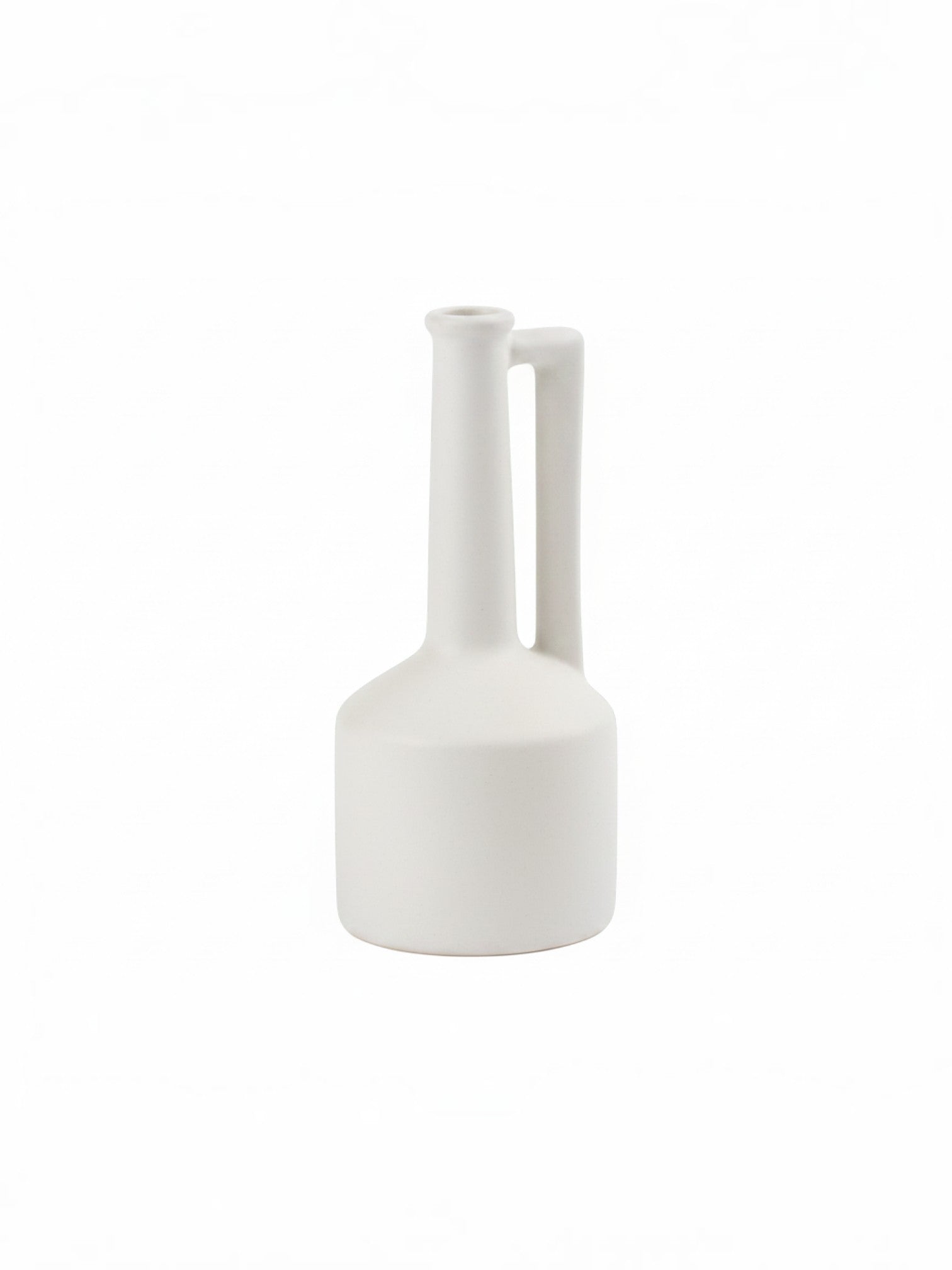 Vase en céramique blanche TOCO Meubles au design épuré avec anse latérale, finition mate pour décoration intérieure