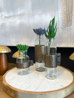 Vases de table Gadd TOCO Meubles en verre transparent avec support en métal martelé doré pour décoration intérieure
