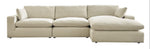 TOCO Meubles Canapé Elyza modulaire beige en tissu, 3 places avec méridienne, style contemporain.