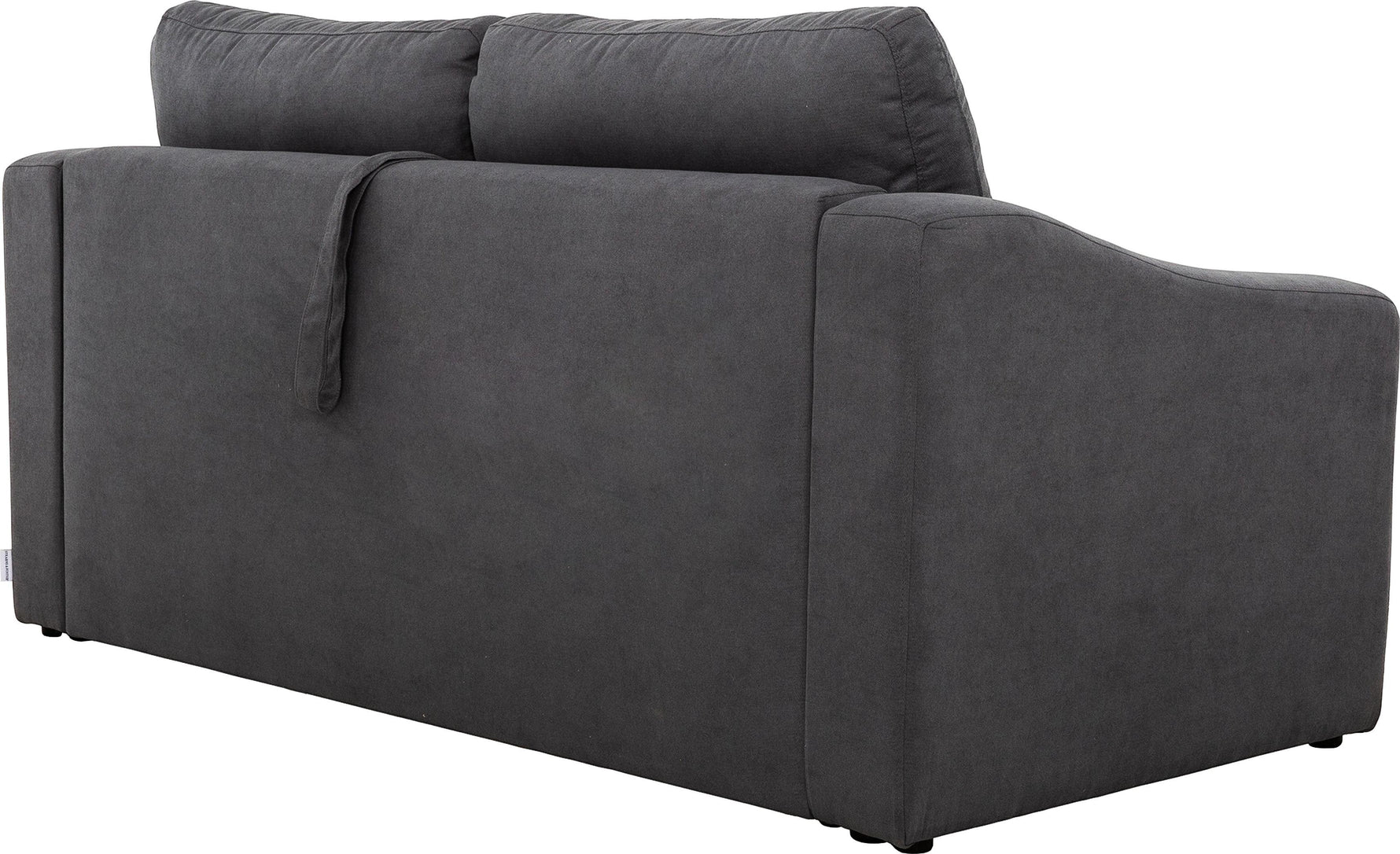 TOCO Meubles Canapé-lit Ayana gris foncé en tissu, design moderne avec coussins amovibles et accoudoirs incurvés.
