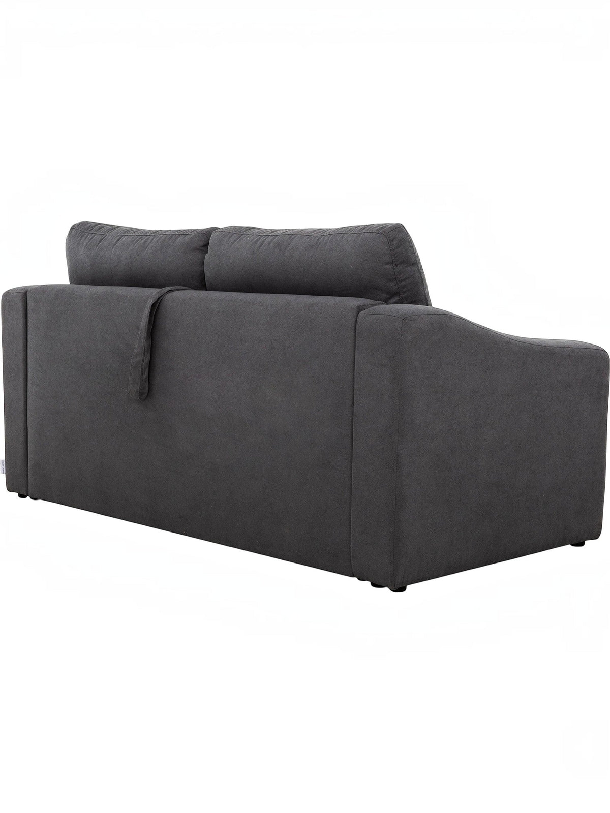 TOCO Meubles Canapé-lit Ayana gris foncé en tissu, design moderne avec coussins amovibles et accoudoirs incurvés.